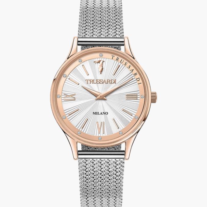 Montre Femme Trussardi T-Star - R2453152507 - Bracelet Gris En Acier Inoxydable - Résistance à l'eau 5 ATM