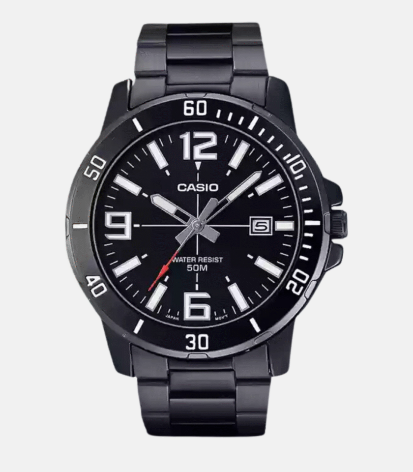 Montre Homme Casio Collection - MTP-VD01B-1BVUDF - Bracelet Noir En Acier Inoxydable - Résistance à l'eau 50 M