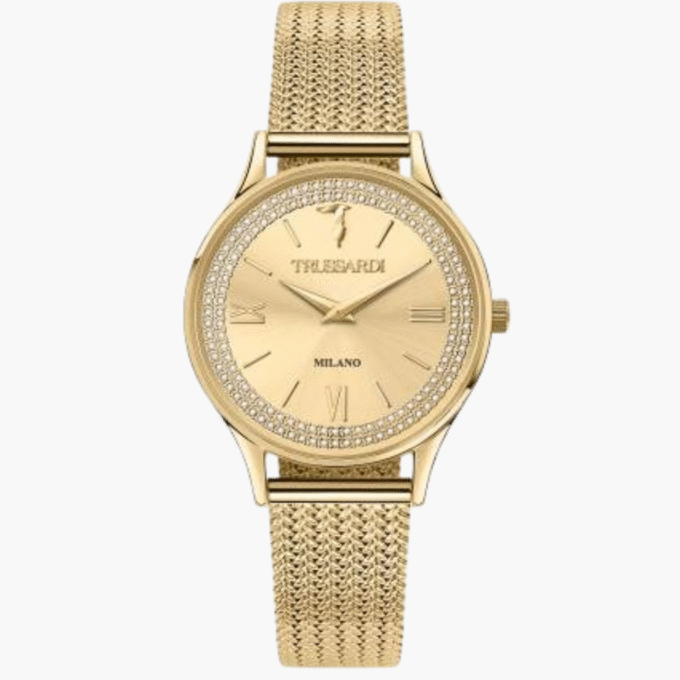 Montre Femme Trussardi T-Star - R2453152506 - Bracelet Dorée Jaune En Acier Inoxydable - Résistance à L'eau 5 ATM