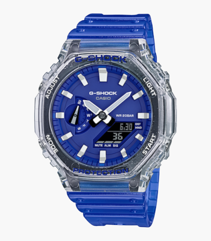 Montre Homme Casio C-Shock GA-2100HC-2ADR - Bracelet Bleu En Silicone - Résistance à l'eau 200 Mètres