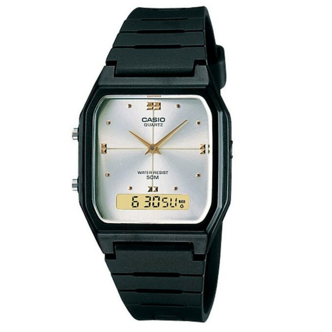 Montre CASIO Homme - Bracelet Noir En Resine - Cadran Blanc - Boitier En Resine - 12 Mois De Garantie - AW-48HE-7AVDF