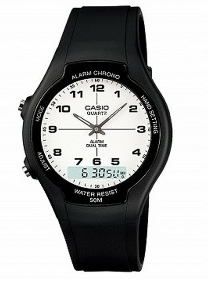 Montre CASIO Unisexe - Bracelet Noir En Resine - Cadran Blanc - Boitier En Resine - 12 Mois De Garantie - AW-90H-7BVDF