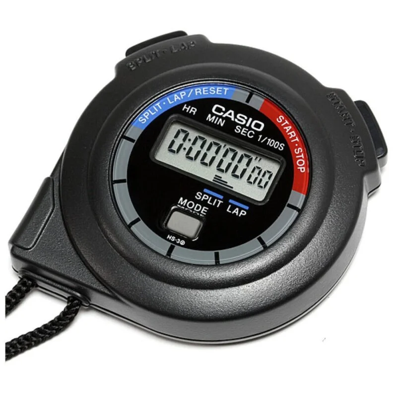 Montre Casio HS-3V-1RDT Chronomètres Unisexe - Noir bracelet acier