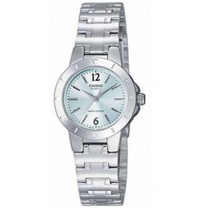 Montre CASIO Femme - Bracelet Gris En Acier Inoxydable - Cadran Vert - 12 Mois De Garantie - LTP-1177A-3ADF