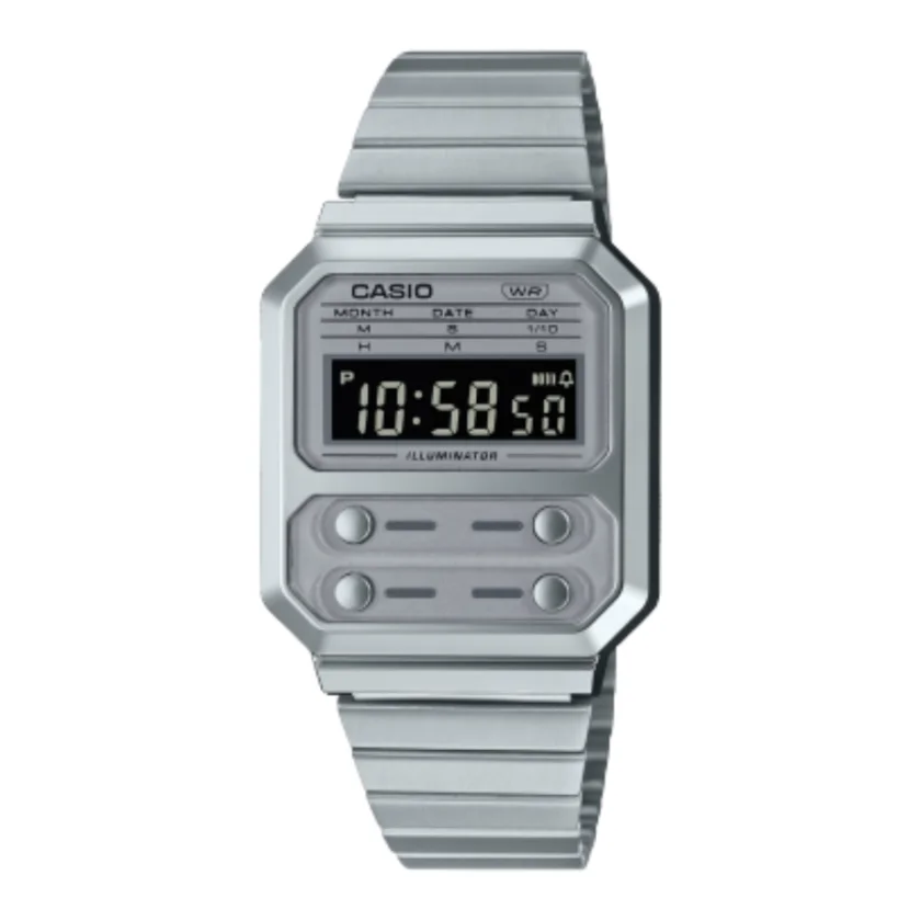 Montre Bracelet Homme Casio vintage A100WE 7B Bracelet Gris en