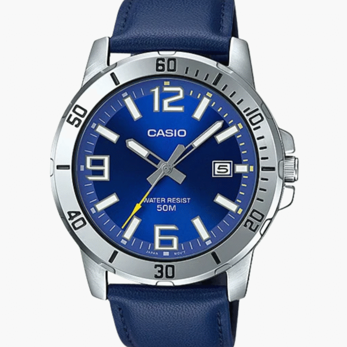 Montre Casio Homme Casio - MTP-VD01L-2BVUDF - Bracelet en Cuir - Bleu