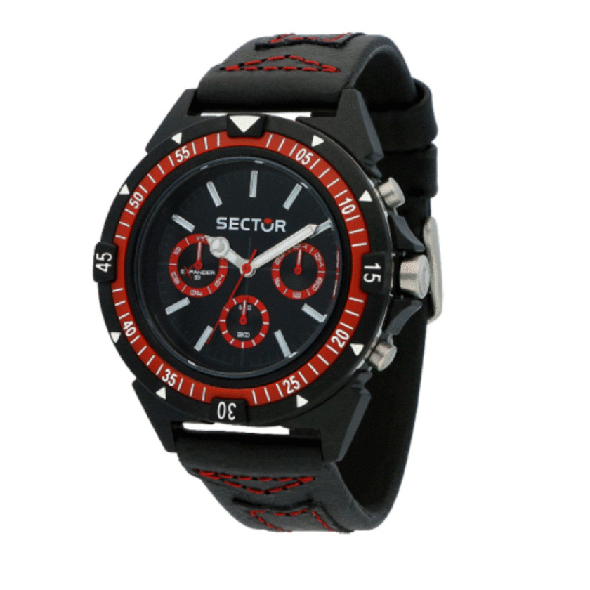 Montre Homme Sector - R3251197053 - Bracelet Noir en Cuir Véritable - Résistance à l'eau 100 Mètres