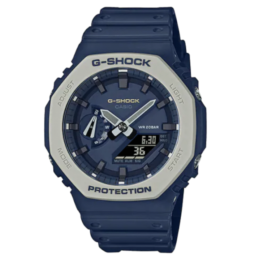 Montre Homme Casio G-SHOCK ANALOGIQUE-NUMÉRIQUE SÉRIE GA-2100 - GA-2110ET-2A - Bracelet Bleu En Résine - Résistance à l'eau 20 ATM