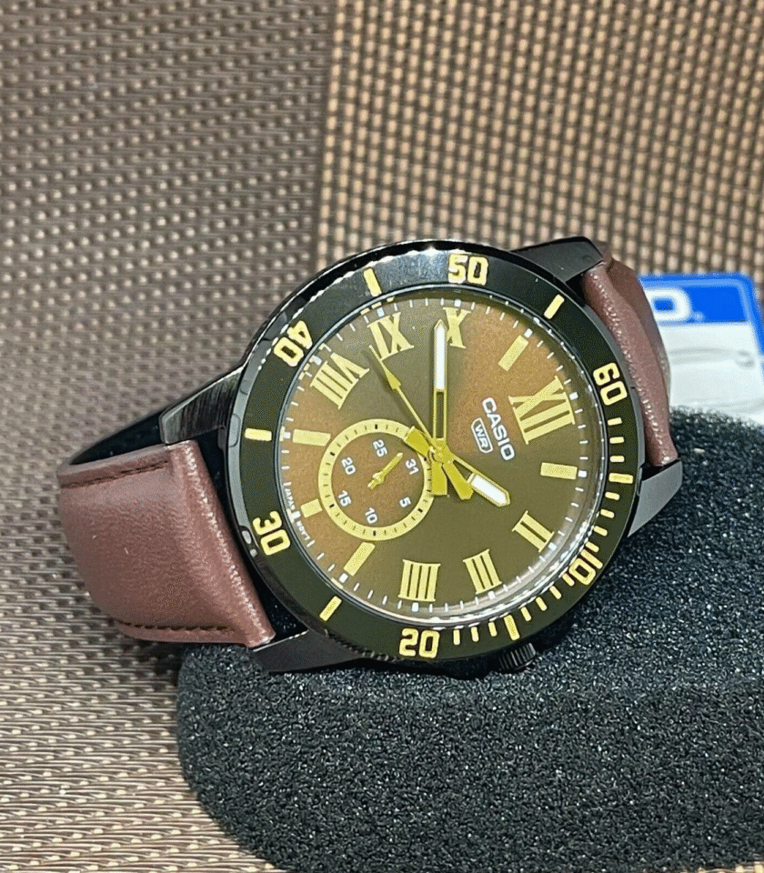 Montre Homme Casio - MTP-VD200BL-5BUDF - Bracelet en Cuir marron - Résistant à l'eau – Image 4