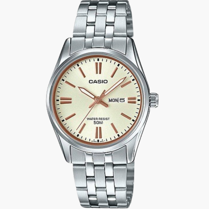 Montre Femme Casio - LTP-1335D-9AVDF - Bracelet en acier inoxydable argent or - Verre minéral - Affichage analogique