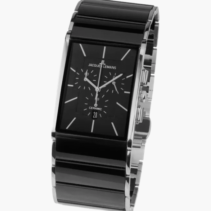 Montre Homme Jacques Lemans - 1-1941A - Céramique - Bracelet en Acier inoxydable noir - Résistante à l'eau