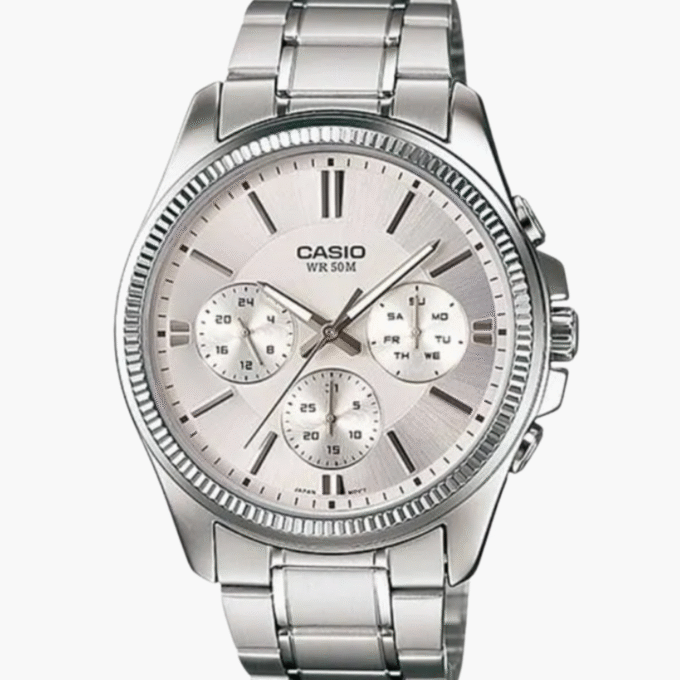Montre Homme Casio - MTP-1375D-7AVDF - Bracelet en acier inoxydable gris - Chronographe - Verre minéral
