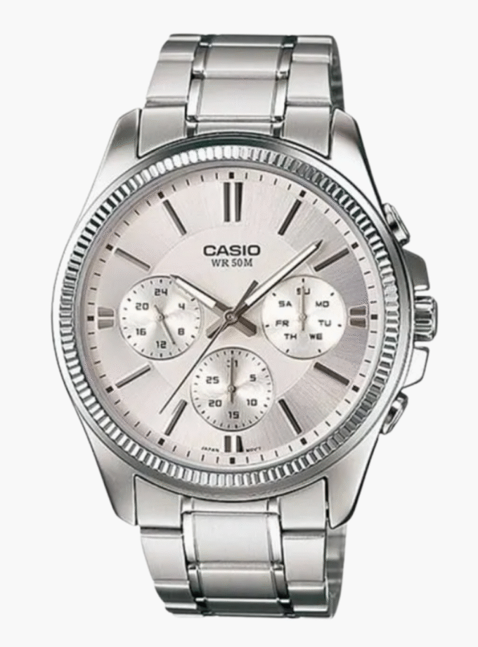 Montre Homme Casio - MTP-1375D-7AVDF - Bracelet en acier inoxydable gris - Chronographe - Verre minéral