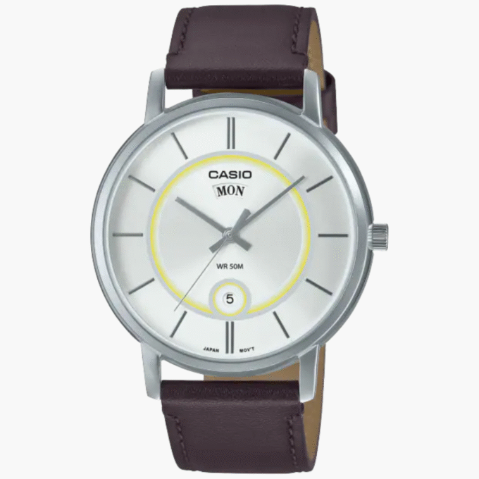 Montre Homme Casio - MTP-B120L-7AVDF - Bracelet en cuir marron - Résistant à l'eau