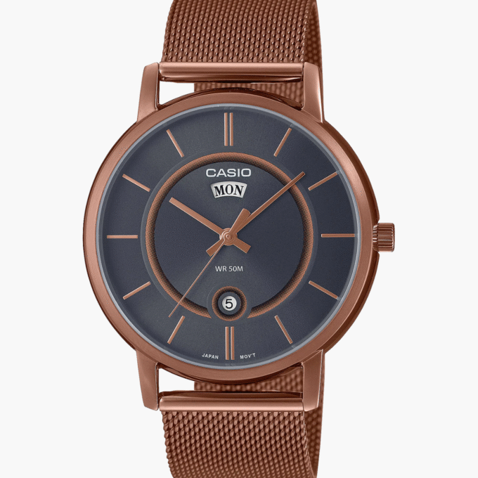 Montre Homme Casio - MTP-B120MR-8AVDF - Bracelet en acier inoxydable dorée - Verre minéral Résistante à l'eau