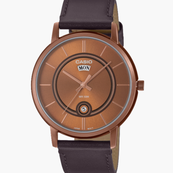 Montre Homme Casio - MTP-B120RL-5AVDF - Bracelet en cuir marron - Verre minéral - Affichage analogique