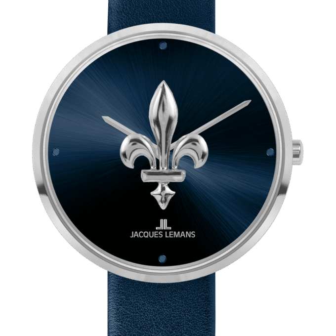 Montre Jacques Lemans Femme - Bracelet En Cuir Véritable Bleu - Cadran Bleu - Etanche - Garantie 12 mois - 1-2092D