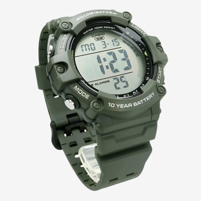 Montre Homme Casio - Bracelet Noir En Résine - Résistance À L'Eau 100 Mètres - Ae-1500Whx-3Avdf