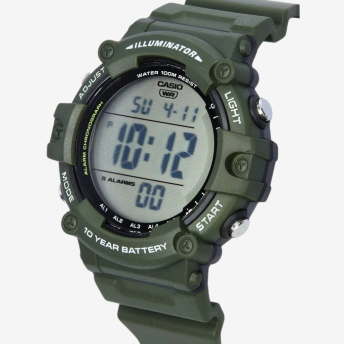 Montre Homme Casio - Bracelet Noir En Résine - Résistance À L'Eau 100 Mètres - Ae-1500Whx-3Avdf