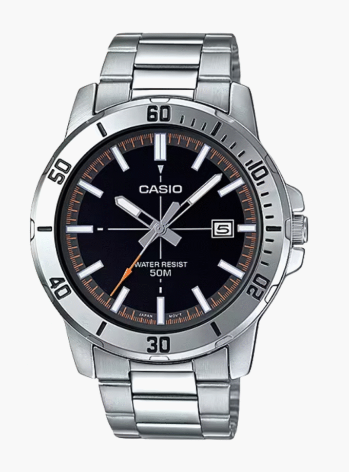 Montre Casio Homme - MTP-VD01D-1E2VUDF - Bracelet Gris En Acier Inoxydable - Résistante À L'Eau - 12 Mois De Garantie