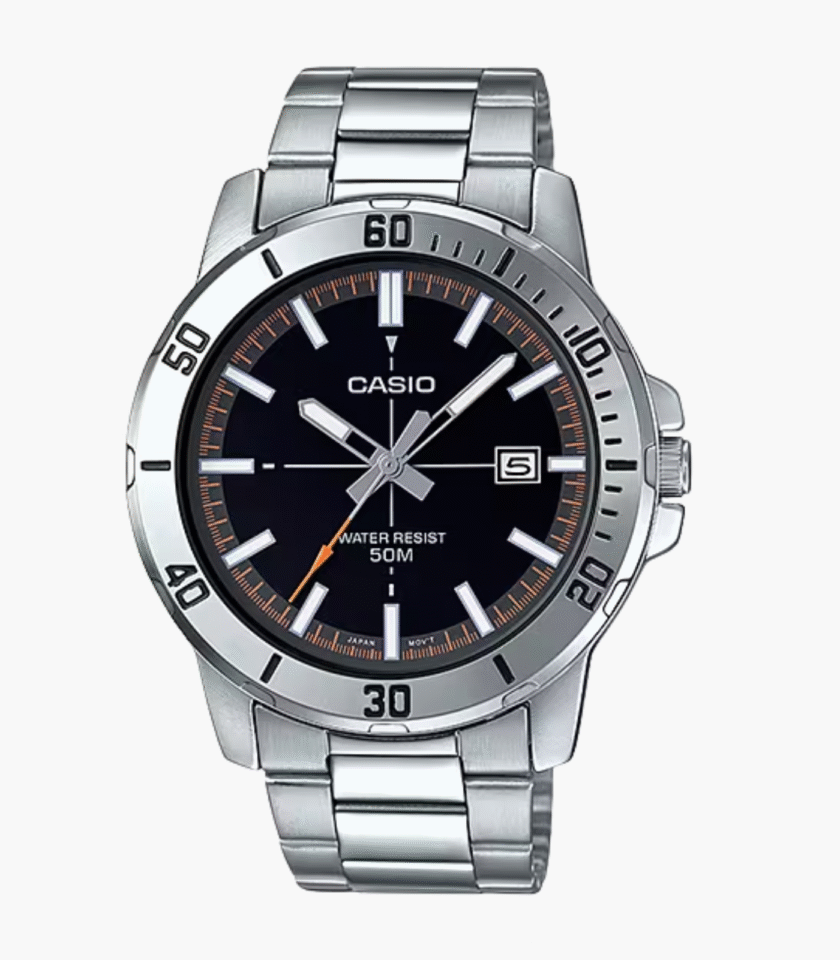 Montre Casio Homme - MTP-VD01D-1E2VUDF - Bracelet Gris En Acier Inoxydable - Résistante À L'Eau - 12 Mois De Garantie