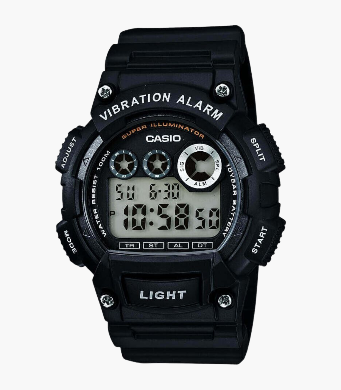 Montres Enfant Casio- W-735H-1AVDF - Bracelet Noir En Resine - Boitier En Resine - Résistante À L'Eau - 12 Mois De Garantie