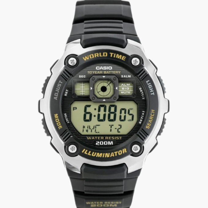 Montres Enfant Casio - AE-2000W-9AVDF - Bracelet Noir En Resine -Boitier En Resine - Résistante À L'Eau - 12 Mois De Garantie
