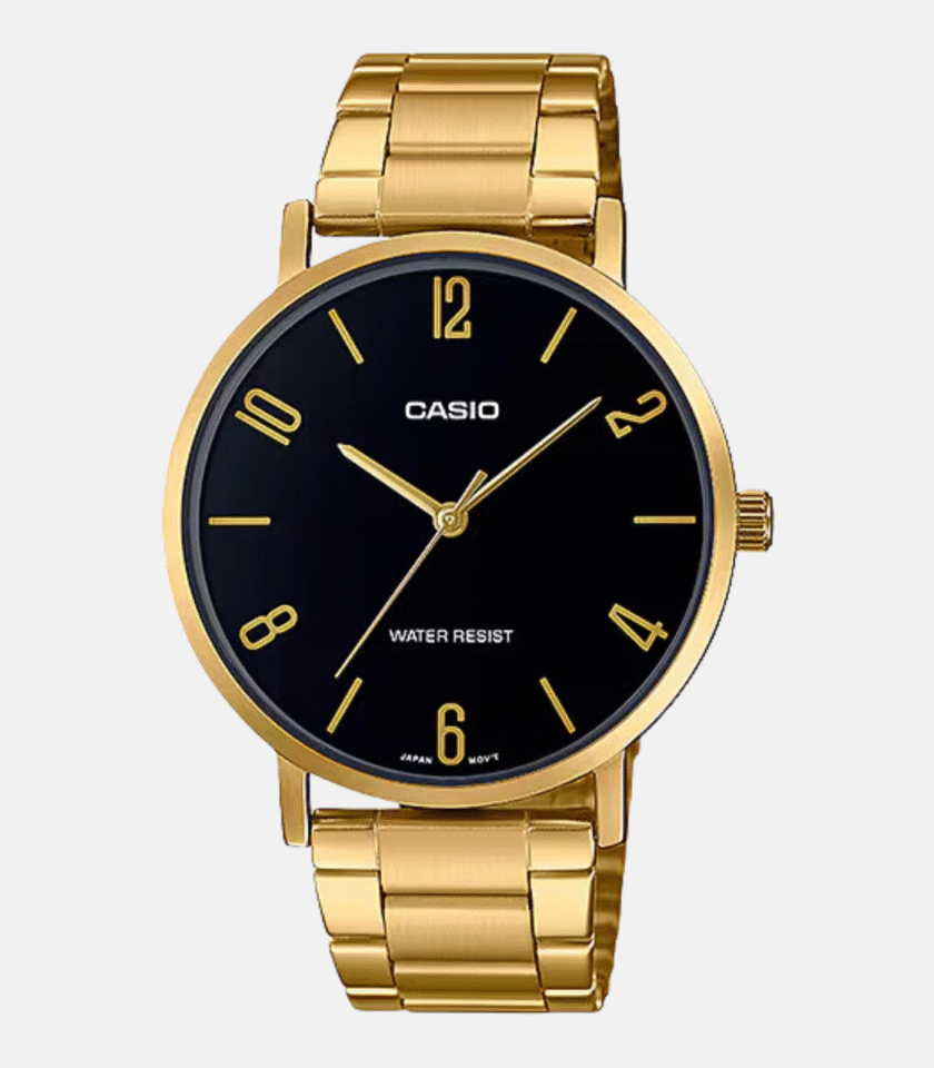 Montre Casio Homme - MTP-VT01G-1B2UDF - Bracelet Dorée En Acier Inoxydable - Affichage analogique - Résistante À L'Eau - 12 Mois De Garantie