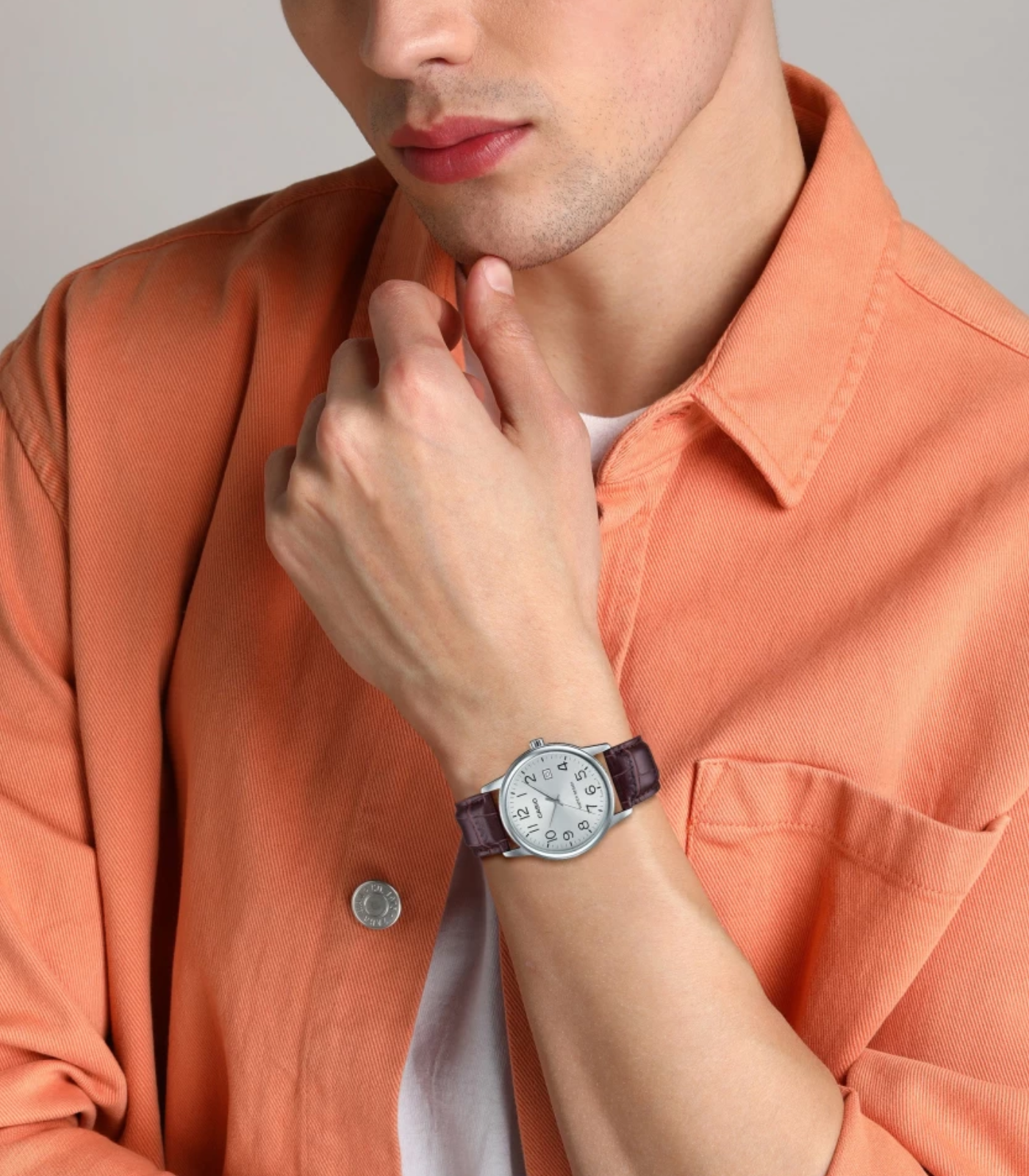 Montre Homme Casio Collection - MTP-V002L-7B2UDF - Bracelet En Cuir Marron - Affichage analogique - Résistant à l'eau