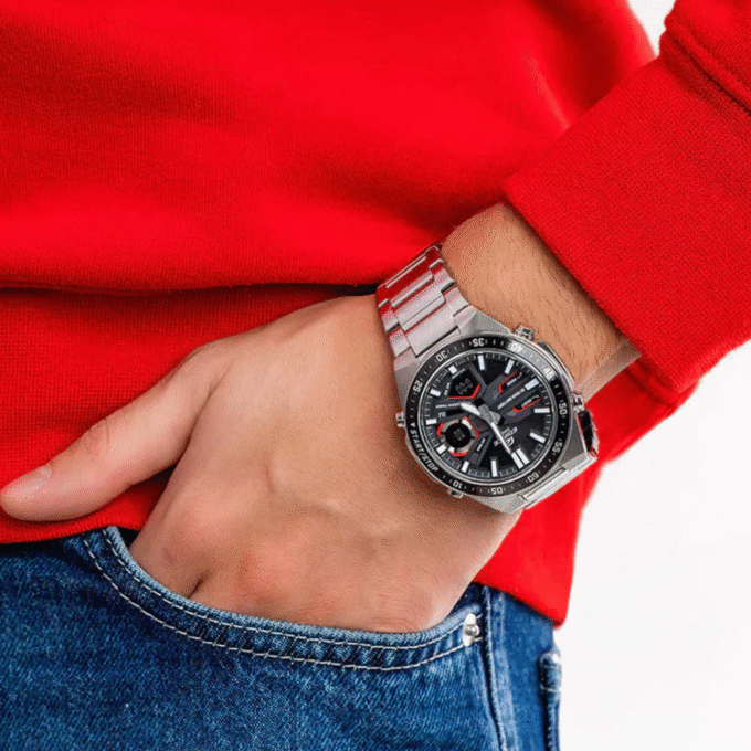 Montre Homme Casio Edifice - EFV-C110D-1A4VDF - Affichage analogique - Bracelet en acier inoxydable - Résistant à l'eau
