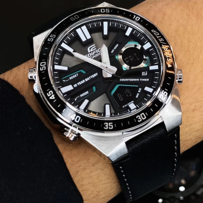 Montre Homme Casio Edifice - EFV-C110L-1AVDF - Bracelet en cuir noir - Résistant à l'eau