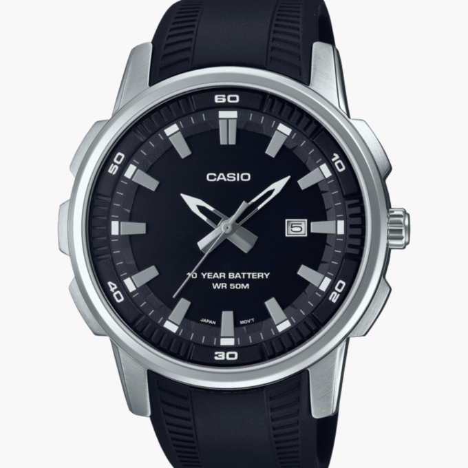 Montre Homme Casio - MTP-E195-1AVDF - Bracelet en résine noir - Résistant à l'eau