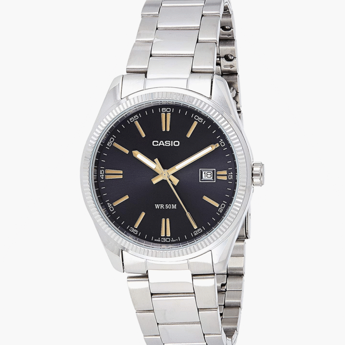 Montre Casio Homme - Bracelet Gris En Acier Inoxydable - Résistante À L'Eau - 12 Mois De Garantie - Mtp-1302D-1A2Vdf