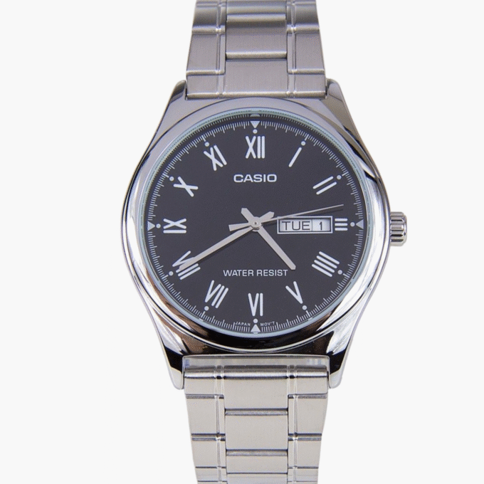 Montre Homme Casio Classique – Acier Inoxydable, Étanche, Dateur, Verre Minéral – Argenté – MTP-V006D-1BUDF