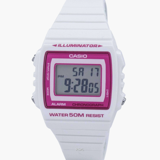 Casio Montre Jeunesse W-215H-7A2Vdf - Bracelet En Résine - Blanc/Rose
