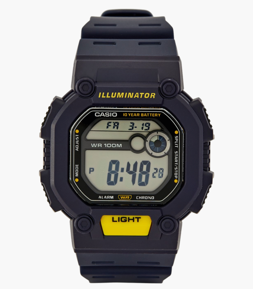 Montre Casio Homme -  W-737H-2AVDF - Bracelet Bleu En Resine - Boitier En Resine - Résistante À L'Eau - 12 Mois De Garantie