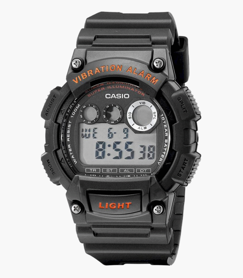 Montre Casio Homme - Bracelet Noir En Resine - Boitier En Resine - Résistante À L'Eau - 12 Mois De Garantie - W-735H-8Avdf