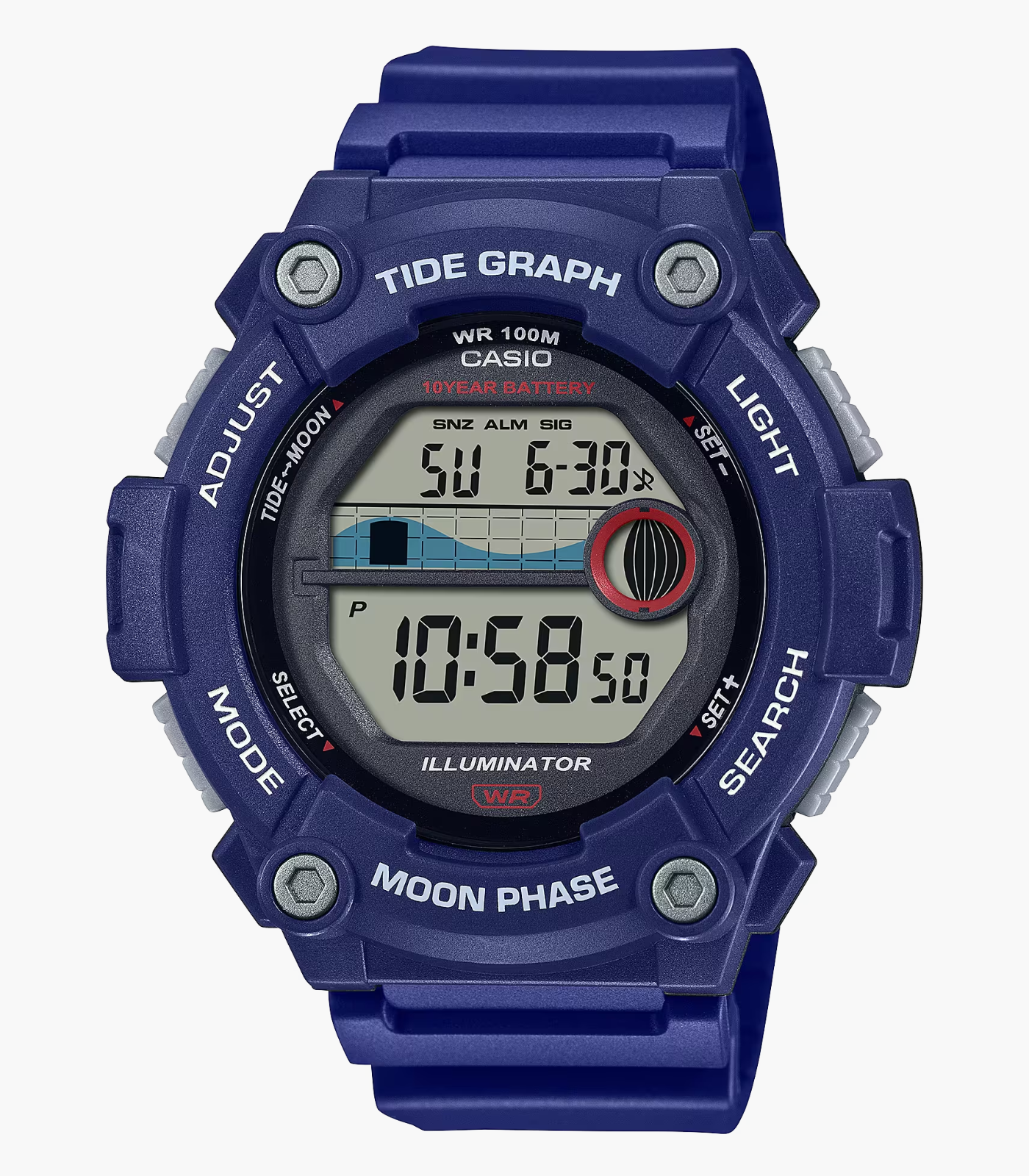 Montre Homme Casio - Ws-1300H-2Avdf - Bracelet Bleu En Résine - Résistance À L'Eau 10 Atm