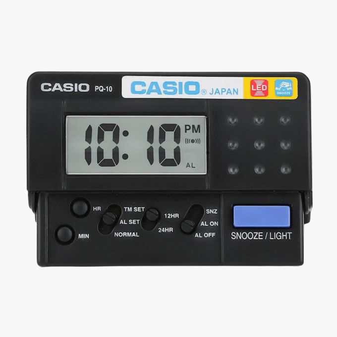 Casio Neuf Pq-10D-1R Petit Noir Led Numérique Voyage Affichage Lcd Réveil Pq-10