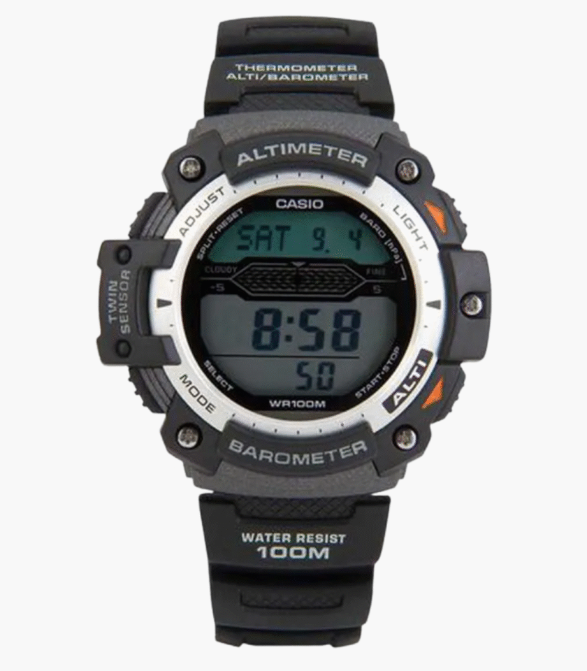 Montre Casio Homme - Bracelet Noir En Resine - Boitier En Resine - Résistante À L'Eau - 12 Mois De Garantie - Sgw-300H-1Avdr