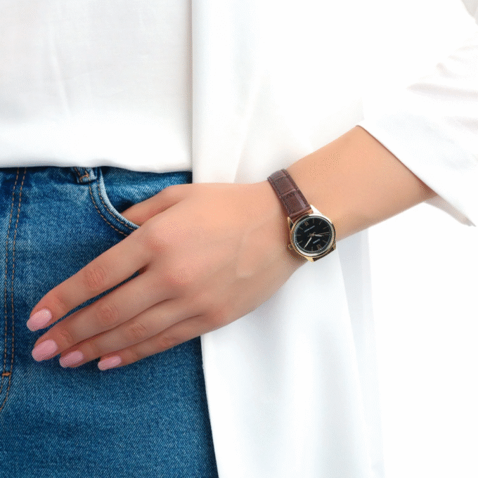 Montre Femme Casio - LTP-V005GL-1BUDF - Bracelet en cuir marron - Résistant à l'eau