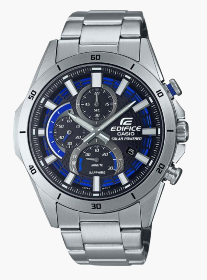 Montre Homme Casio Edifice - EFS-S610D-1AVUDF -Solaire - Verre Sapphire - Bracelet en acier inoxydable - Chronographe - Affichage analogique - Résistant - Verre Saphir