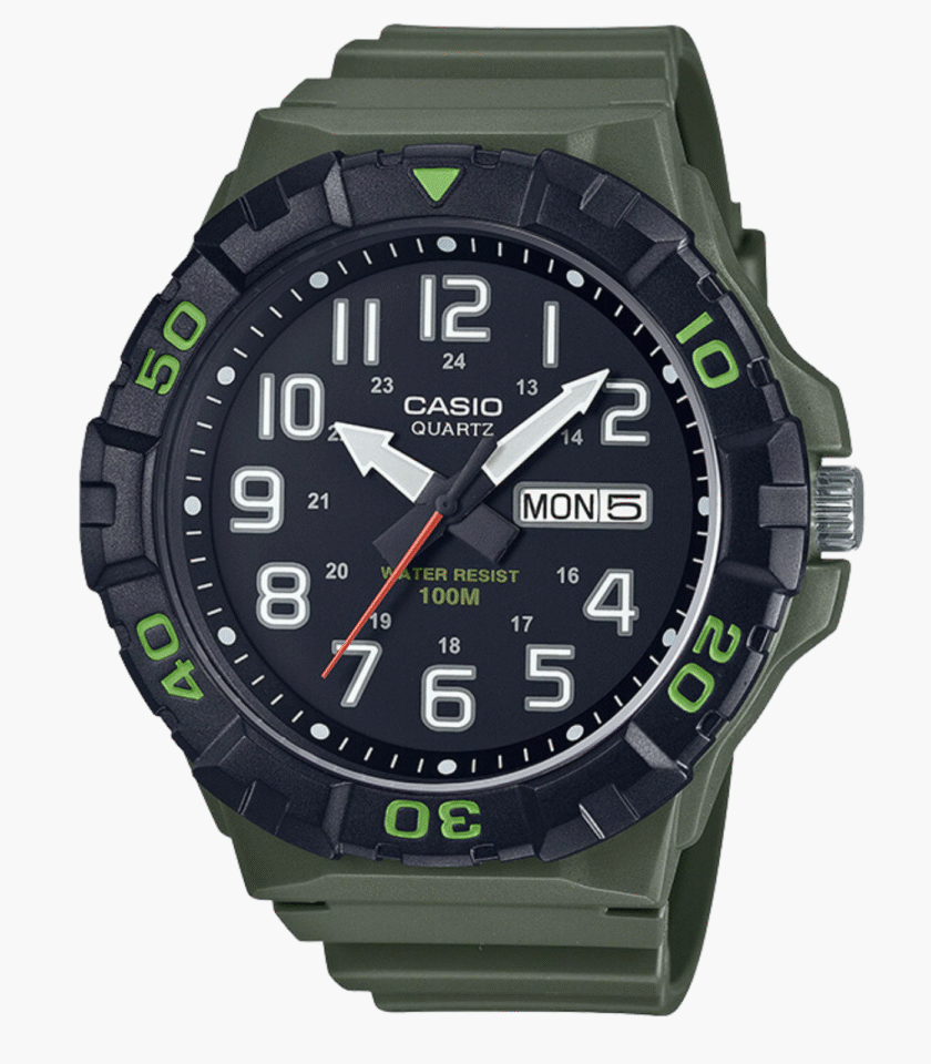 Montre Homme Casio - MRW-210H-3AVDF - Bracelet en résine vert - Affichage analogique - Résistant à l'eau