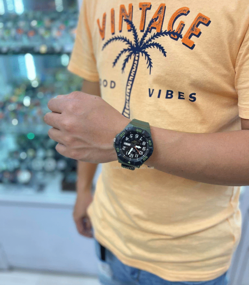 Montre Homme Casio - MRW-210H-3AVDF - Bracelet en résine vert - Affichage analogique - Résistant à l'eau – Image 2