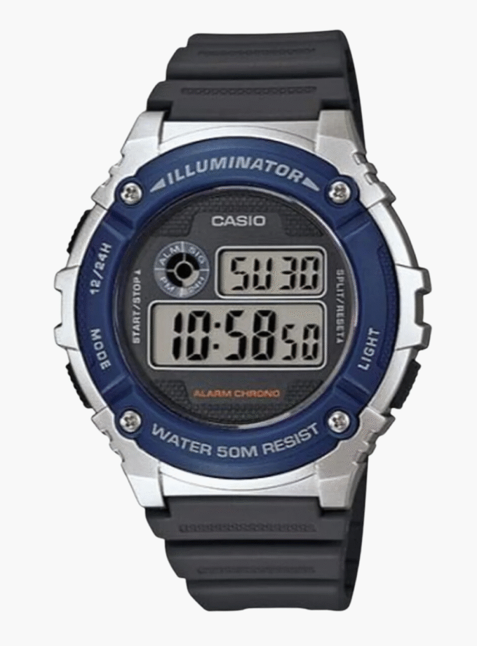 Montre Homme Casio - W-216H-2AVDF - Bracelet en Résine noir - Affichage Numérique - Résistant à l'eau
