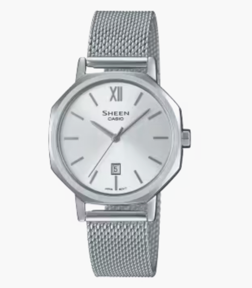 Montre Femme Casio SHEEN - SHE-4554M-7AUDF - Verre en Sapphire - Bracelet en acier inoxydable - Affichage analogique - Résistant à l'eau - Verre Saphir