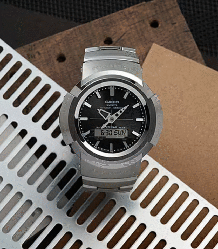 Montre Homme Casio G-SHOCK - AWM-500D-1A8DR - Bracelet en Acier Inoxydable - Alimentation énergie solaire - Affichage analogique Numérique - – Image 3