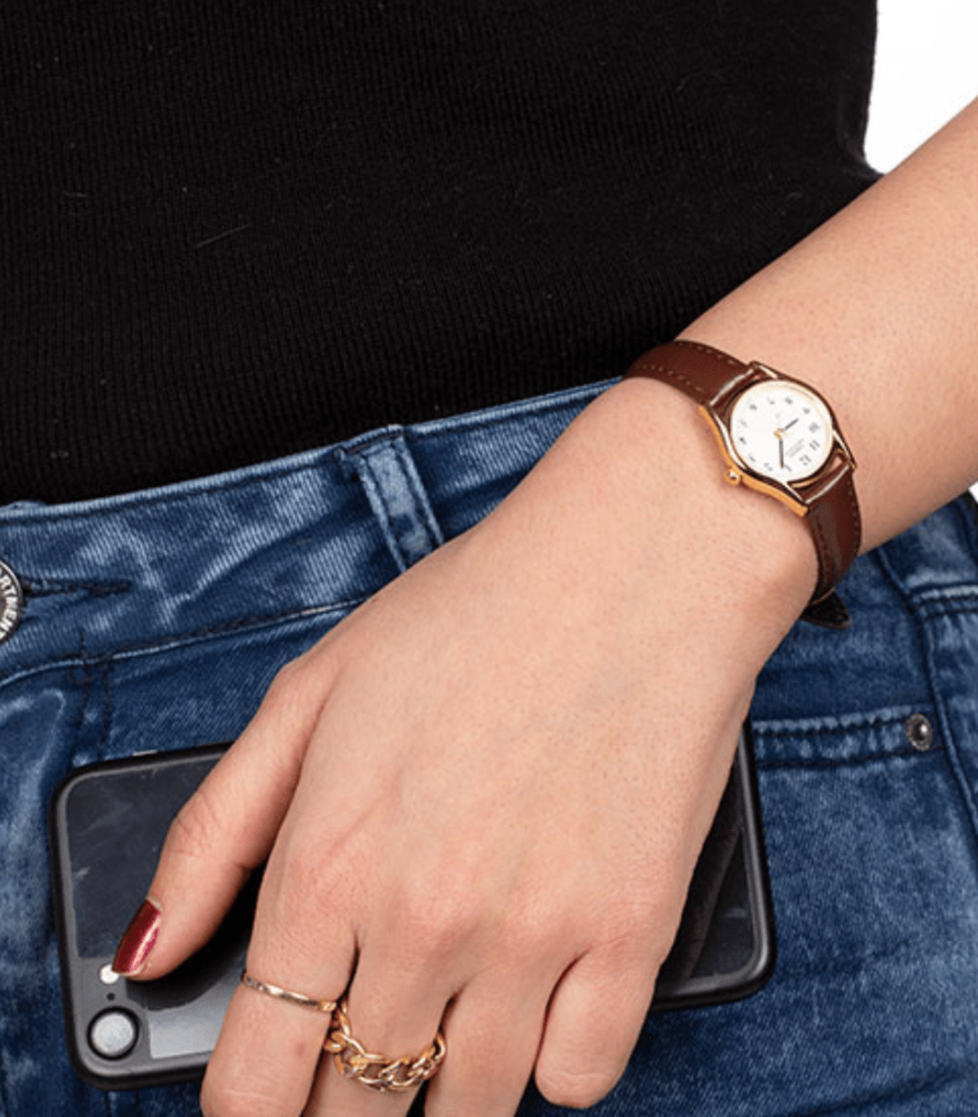 Montre Femme Casio - LTP-1094Q-7B6RDF - Bracelet en Cuir Marron - Affichage analogique - Résistant à l'eau – Image 3