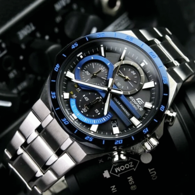 Montre Homme Casio Edifice - EQS-920DB-2AVUDF - Chronographe à Energie Solaire - Bracelet en Acier Inoxydable - Affichage analogique - Résistant à l'eau