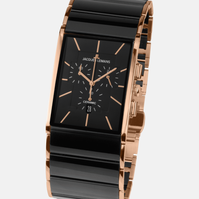 Montre Homme Jacques Lemans - 1-1941B - Bracelet en céramique - Affichage analogique - Résistant à l'eau - Verre Saphir